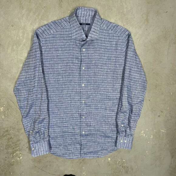 Pal Zileri 100% Linen Dress Shirt Made in Italy Long Sleeve Dot 42 16 1/2 Large - Picture 9 of 9